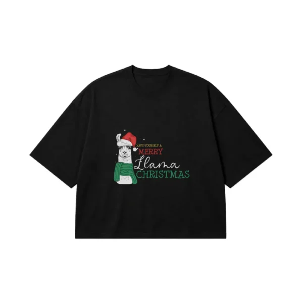 تیشرت باکسی لاما کریسمسی طرح Merry Llama Christmas کد 11209
