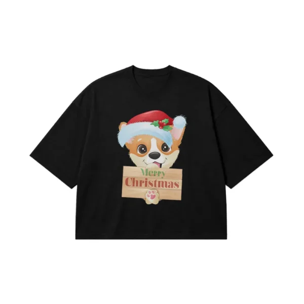 تیشرت باکسی سگ کورگی طرح Merry Christmas کد 11225