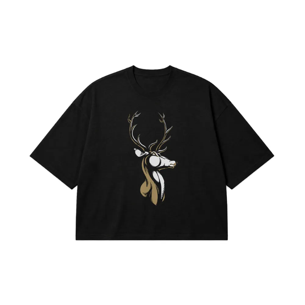 تیشرت باکسی گوزن طرح مینیمال شاخ کد 11237