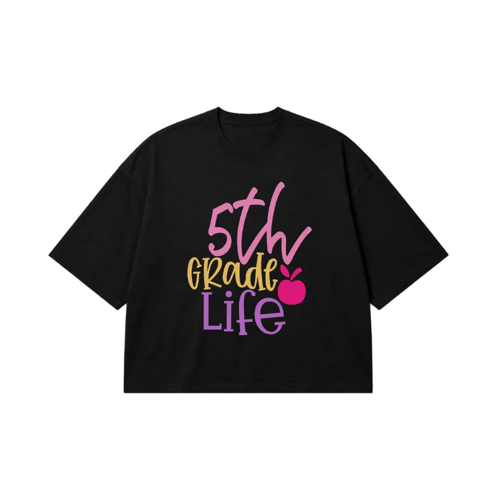 تیشرت باکسی مدرسه طرح 5th Grade Life کد 1125