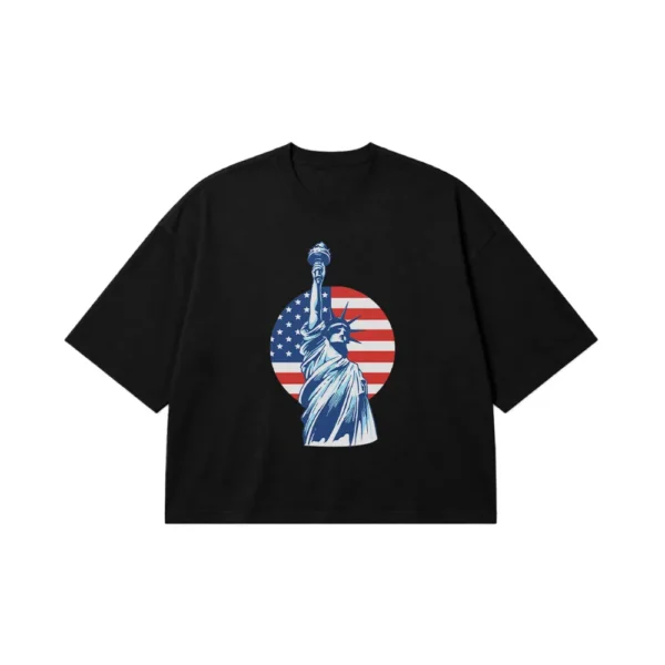 تیشرت باکسی مجسمه آزادی طرح پرچم امریکا (Statue of Liberty) کد 11270