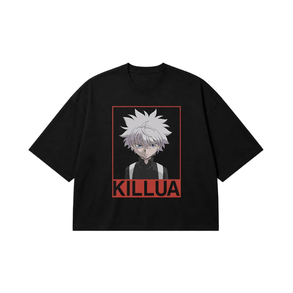 تیشرت باکسی انیمه هانتر ایکس هانتر طرح کیلوا قرمز (Killua) کد 11399