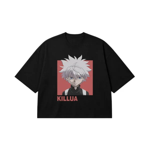 تیشرت باکسی انیمه هانتر x هانتر طرح چهره کیلوا (Killua) کد 11404