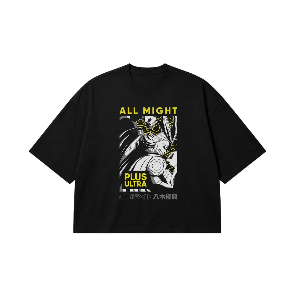 تیشرت باکسی انیمه My Hero Academia طرح آل‌مایت Plus Ultra کد 11527