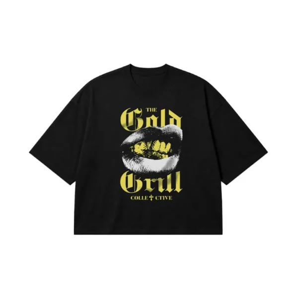 تیشرت باکسی هیپ‌هاپ طرح دندان طلایی (Gold Grill) کد 11717
