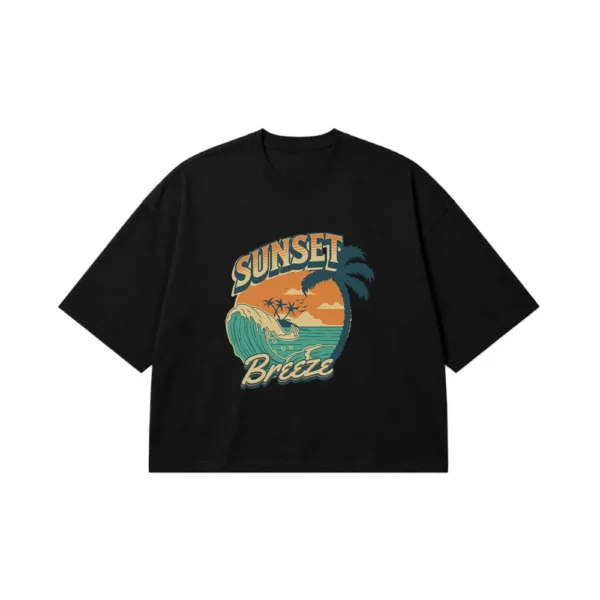 تیشرت باکسی تابستانی طرح Sunset Breeze کد 1191