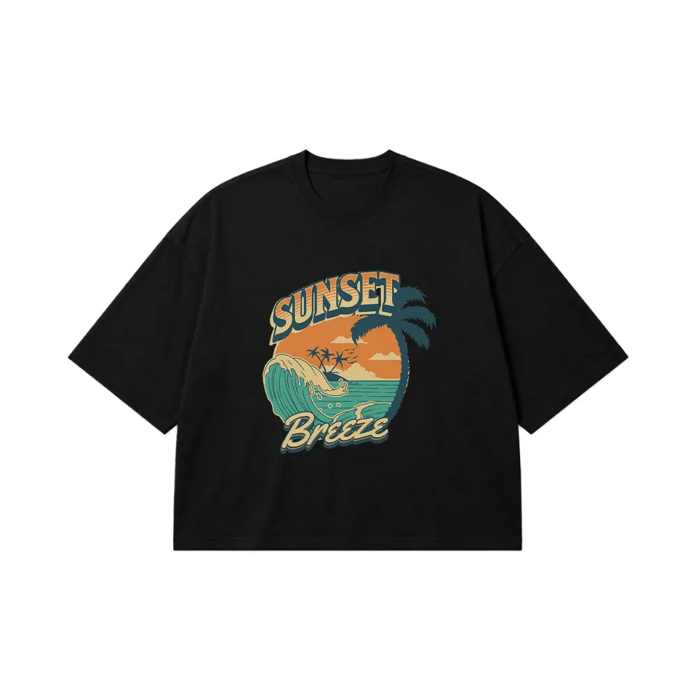 تیشرت باکسی تابستانی طرح Sunset Breeze کد 1191