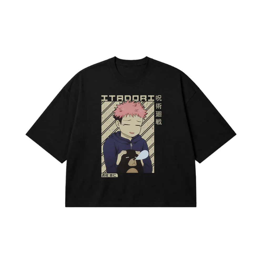 تیشرت باکسی انیمه جوجوتسو کایسن طرح ایتادوری و عروسک کد 11957