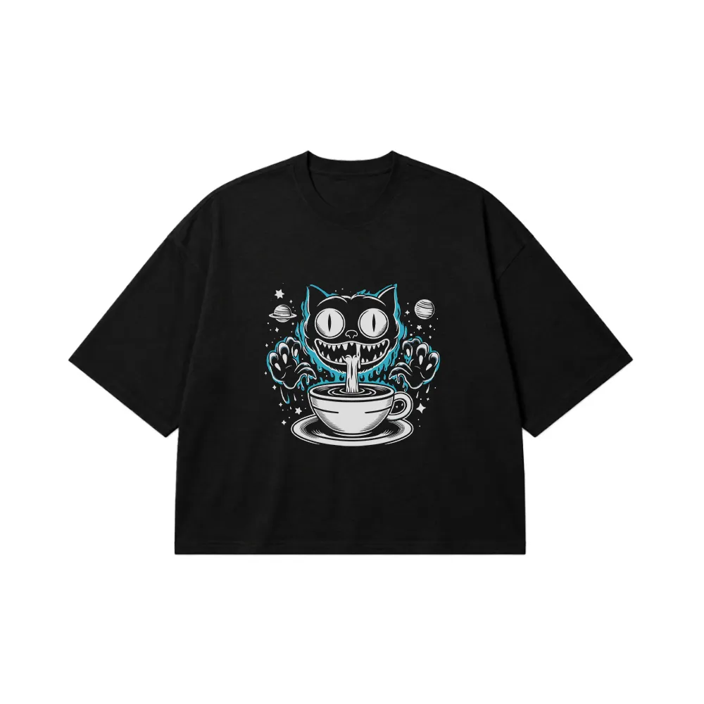 تیشرت باکسی گربه فضایی و قهوه (Space Cat) کد 12