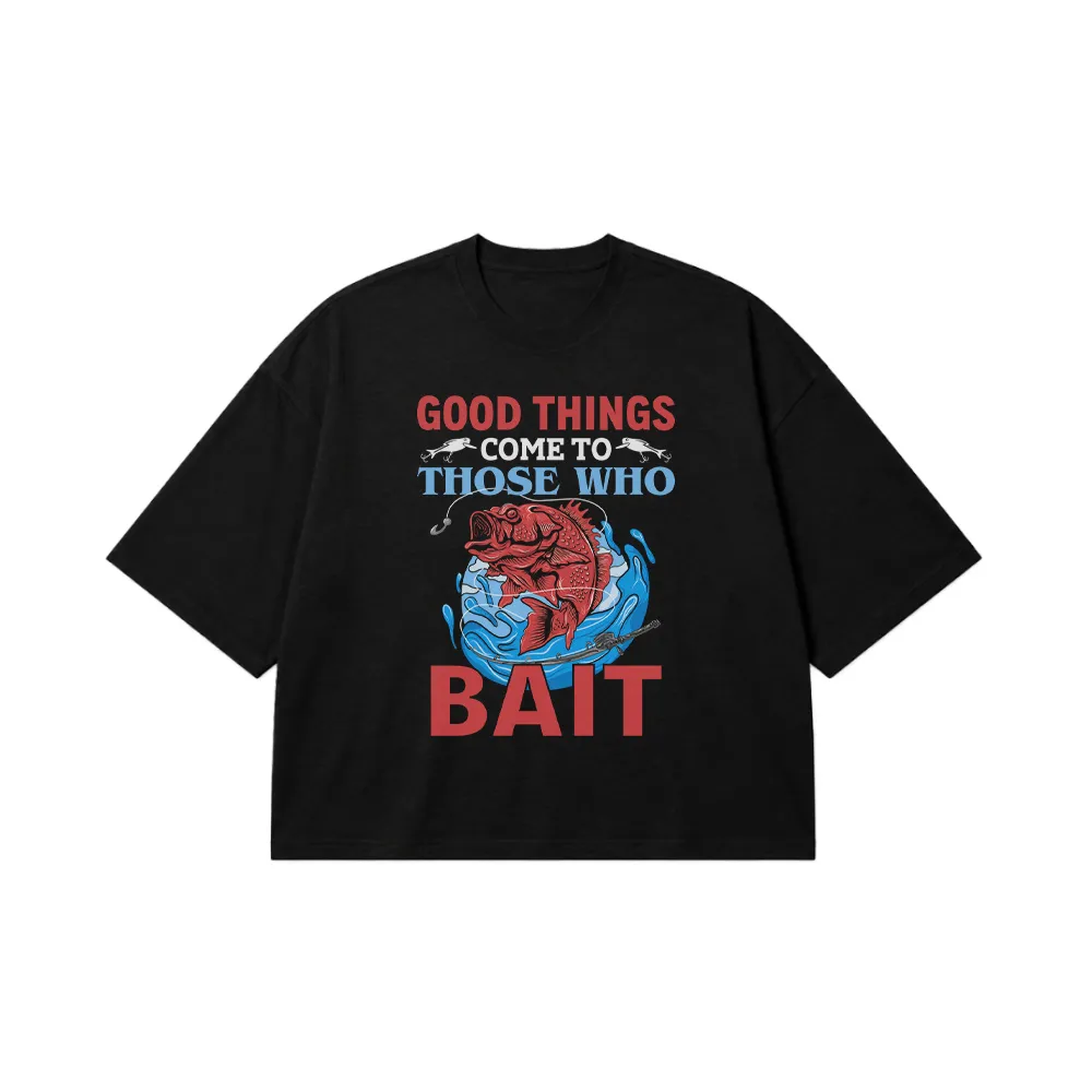 تیشرت باکسی ماهیگیری طرح Good Things Come To Bait کد 1232