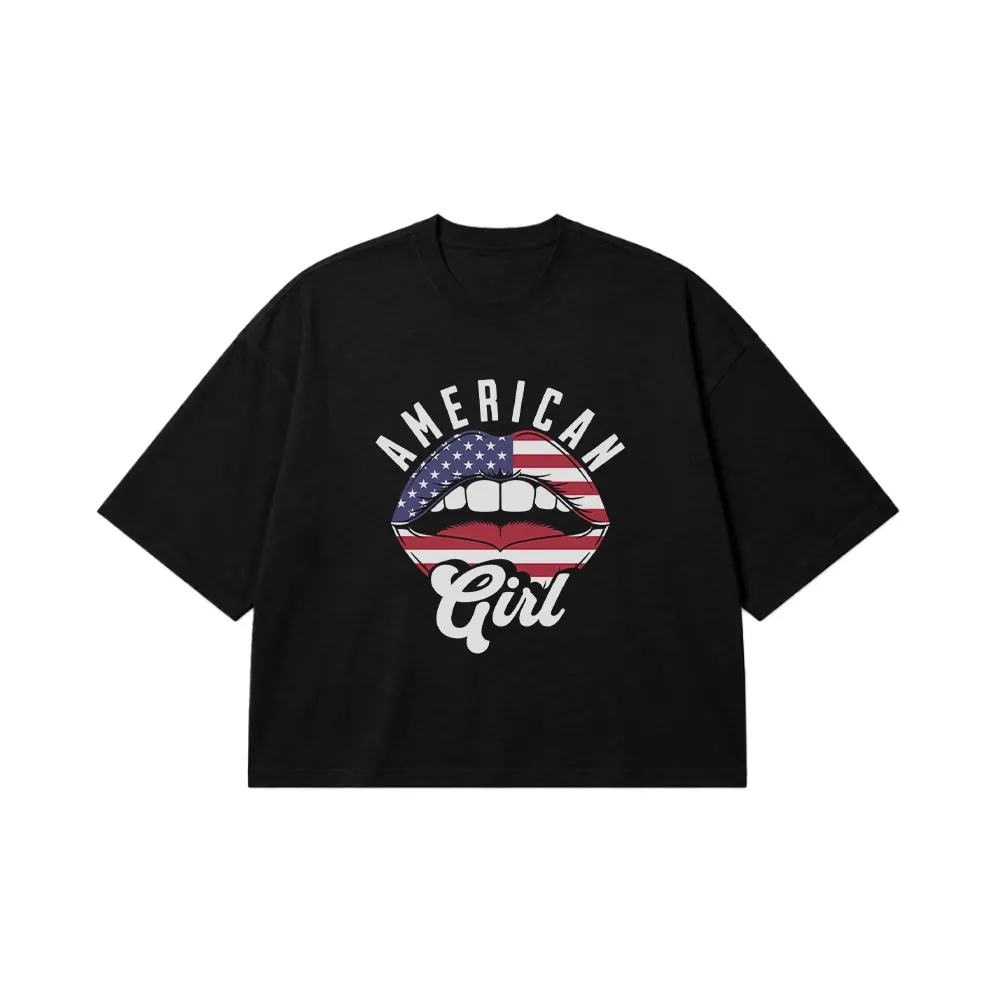 تیشرت باکسی طرح American Girl کد 12376