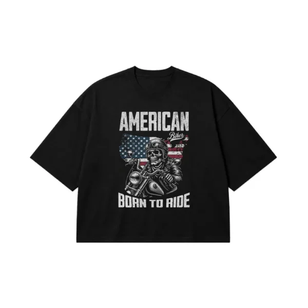 تیشرت باکسی موتورسیکلت طرح American Bike کد 12389