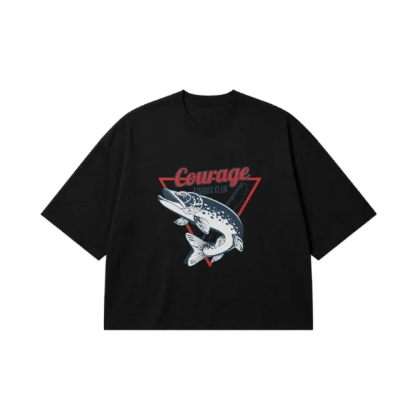 تیشرت باکسی ماهیگیری طرح Courage Fishing Club کد 12430