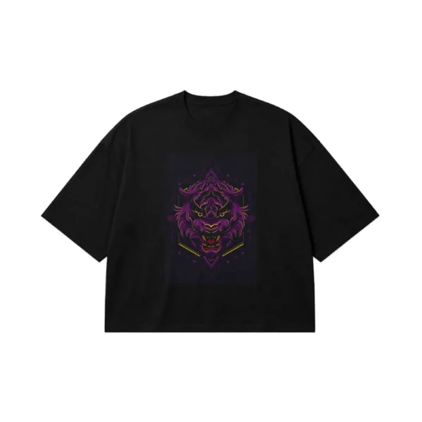 تیشرت باکسی ببر طرح هندسی دارک (Dark Geometric Tiger) کد 12438