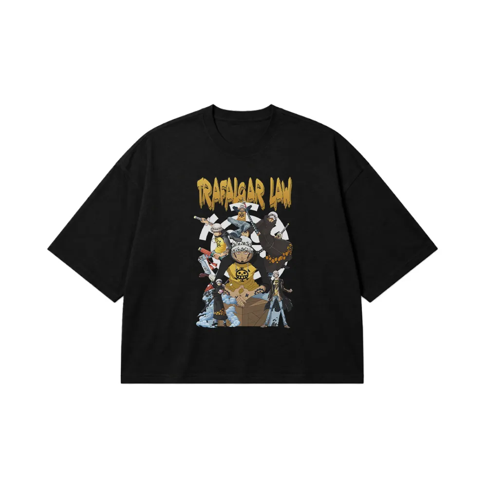 تیشرت باکسی انیمه وان پیس طرح ترافالگار لاو (Trafalgar Law) کد 12496