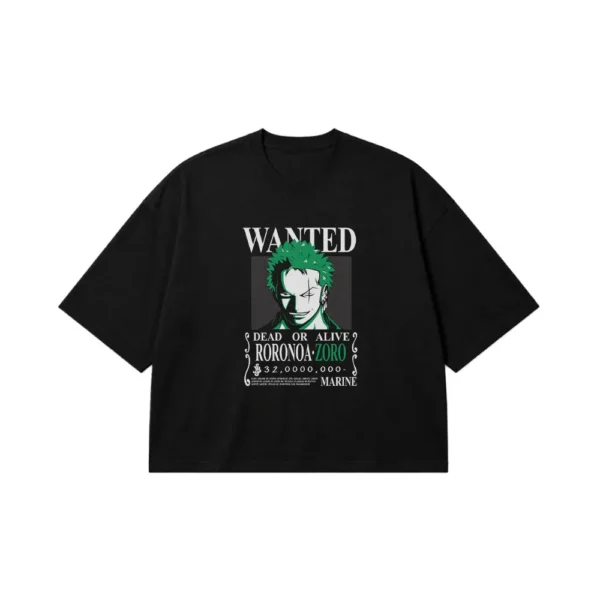 تیشرت باکسی انیمه وان پیس طرح زورو وانتیـد (Zoro Wanted) کد 12525