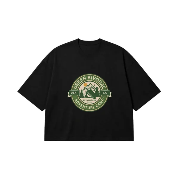 تیشرت باکسی کمپینگ طرح Green Bivouac کد 12842