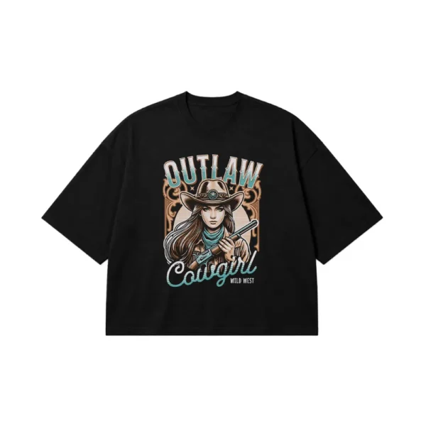 تیشرت باکسی وسترن طرح Outlaw Cowgirl Wild West کد 12894