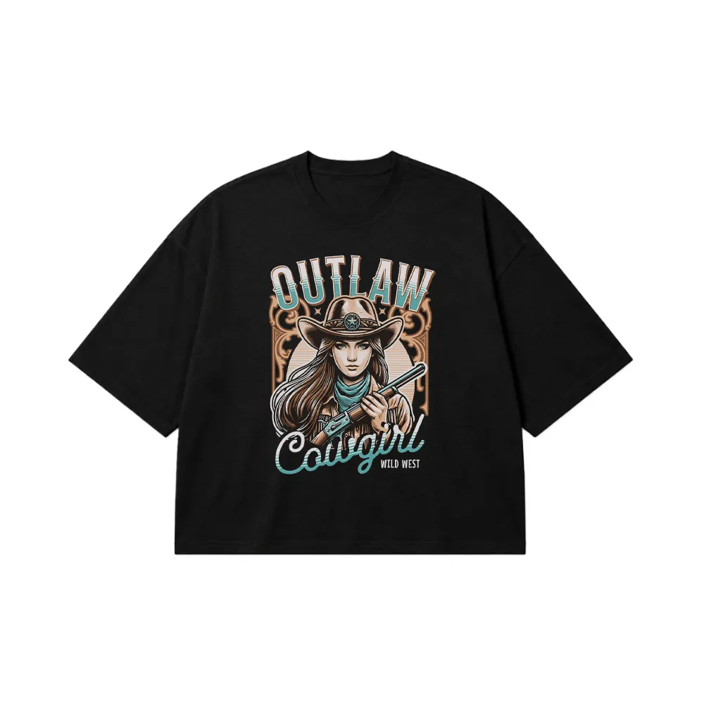 تیشرت باکسی وسترن طرح Outlaw Cowgirl Wild West کد 12894