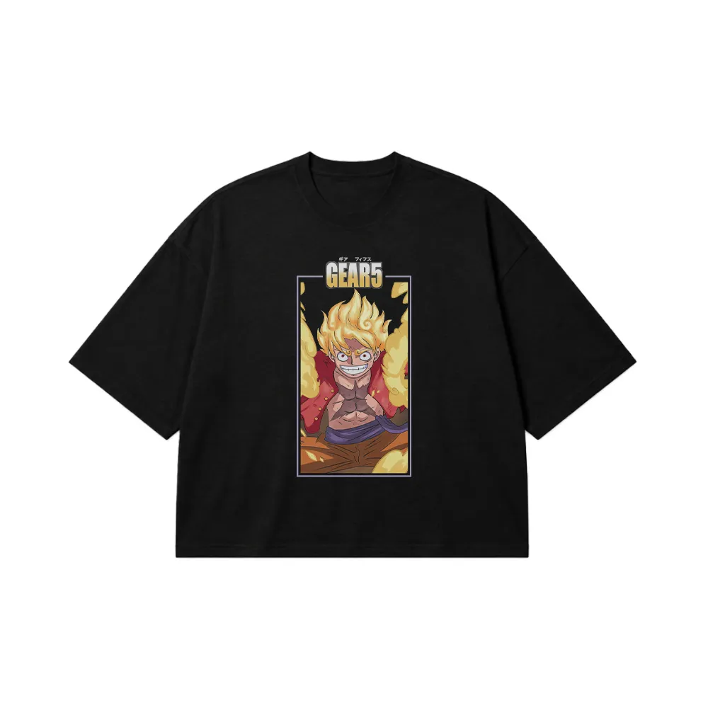 تیشرت باکسی انیمه وان پیس طرح لوفی گیر ۵ (Gear 5 Luffy) کد 1290
