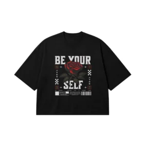 تیشرت باکسی گل رز طرح Be Your Self کد 13225