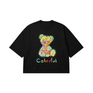 تیشرت باکسی خرس عروسکی رنگارنگ طرح Colorful کد 13324