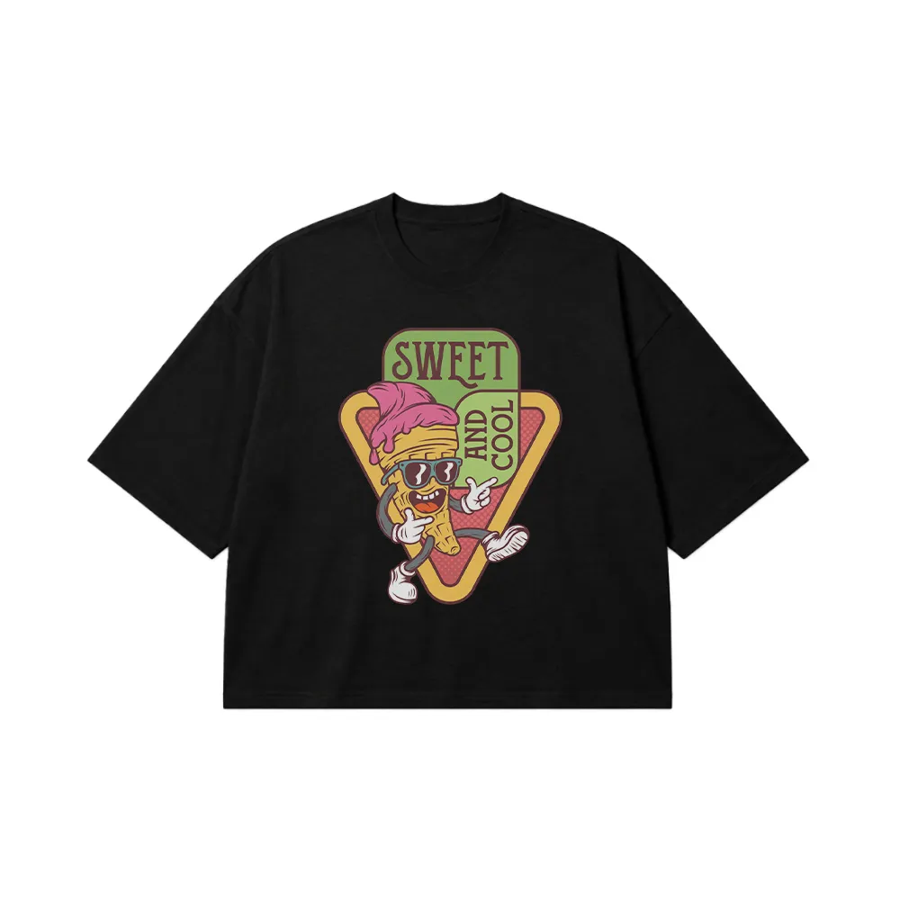 تیشرت باکسی بستنی کارتونی طرح Sweet And Cool کد 13460