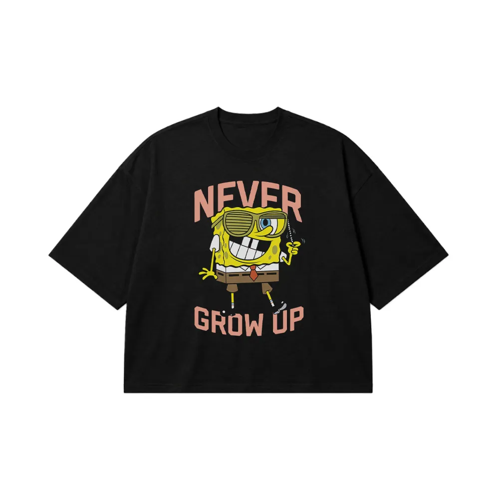 تیشرت باکسی باب اسفنجی طرح Never Grow Up کد 13609
