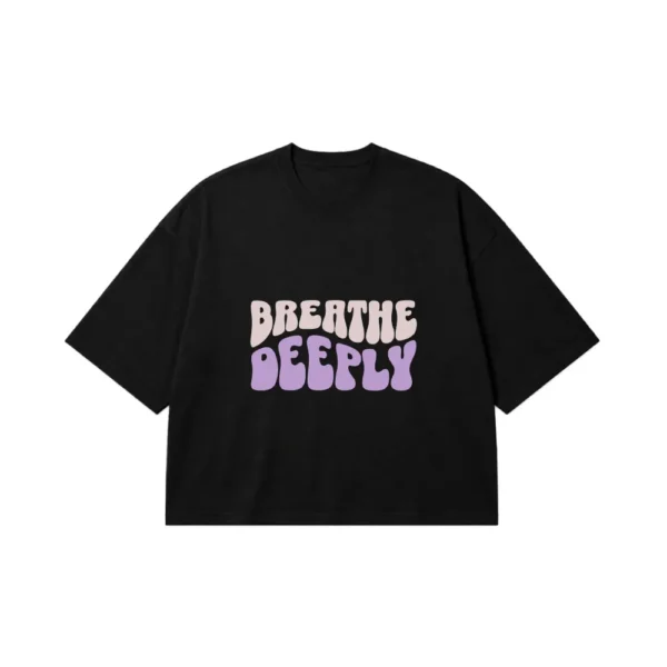 تیشرت باکسی تایپوگرافی Breathe Deeply صورتی کد 13736