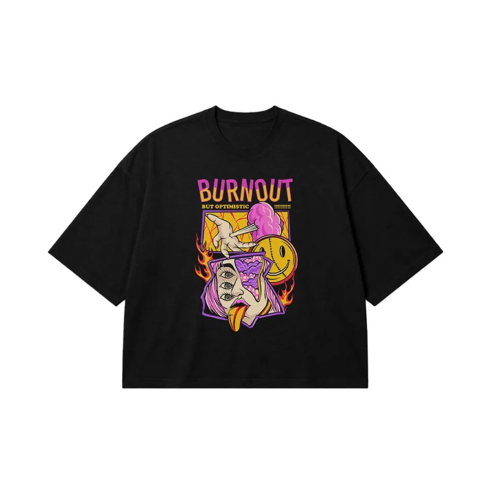 تیشرت باکسی استریت‌ویر طرح Burnout But Optimistic کد 13812