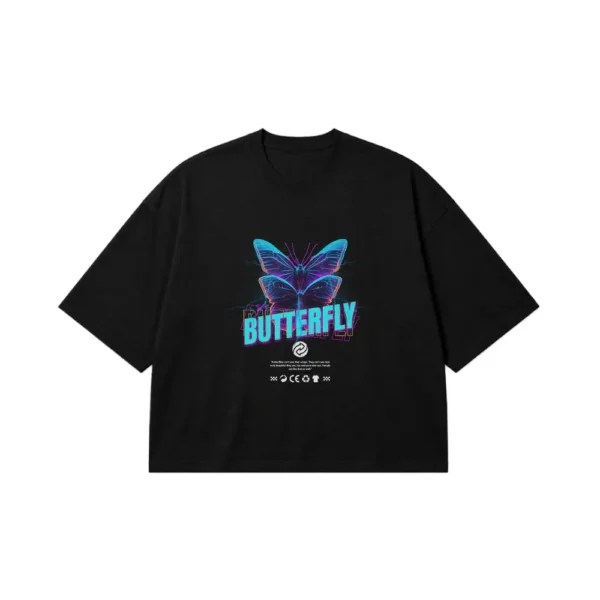 تیشرت باکسی پروانه نئونی طرح Butterfly کد 13832