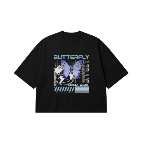 تیشرت باکسی پروانه استریت‌ویر طرح Butterfly Effect کد 13872