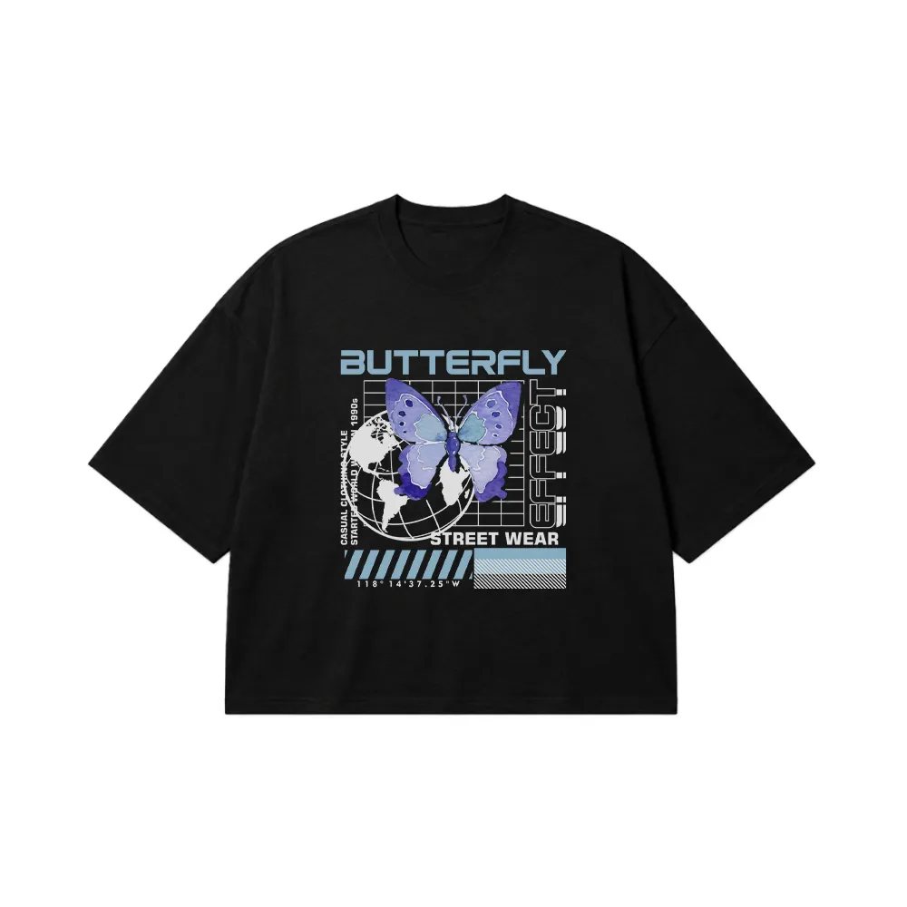 تیشرت باکسی پروانه استریت‌ویر طرح Butterfly Effect کد 13872