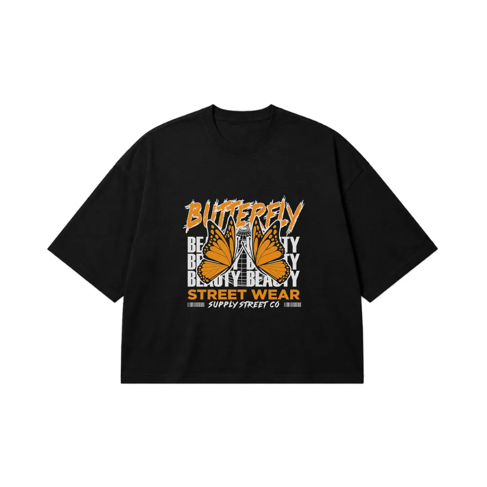 تیشرت باکسی پروانه طرح Butterfly Street Wear کد 13911