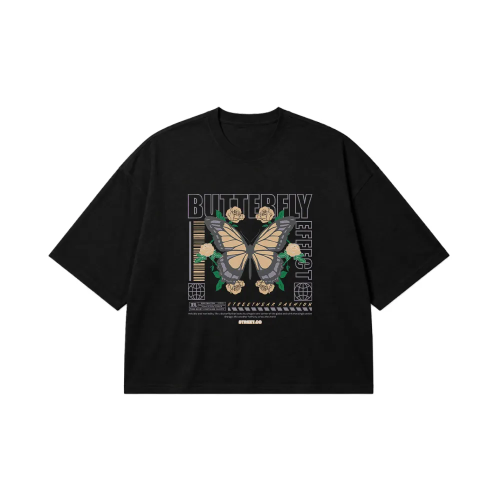 تیشرت باکسی پروانه طرح Butterfly Effect کد 13926