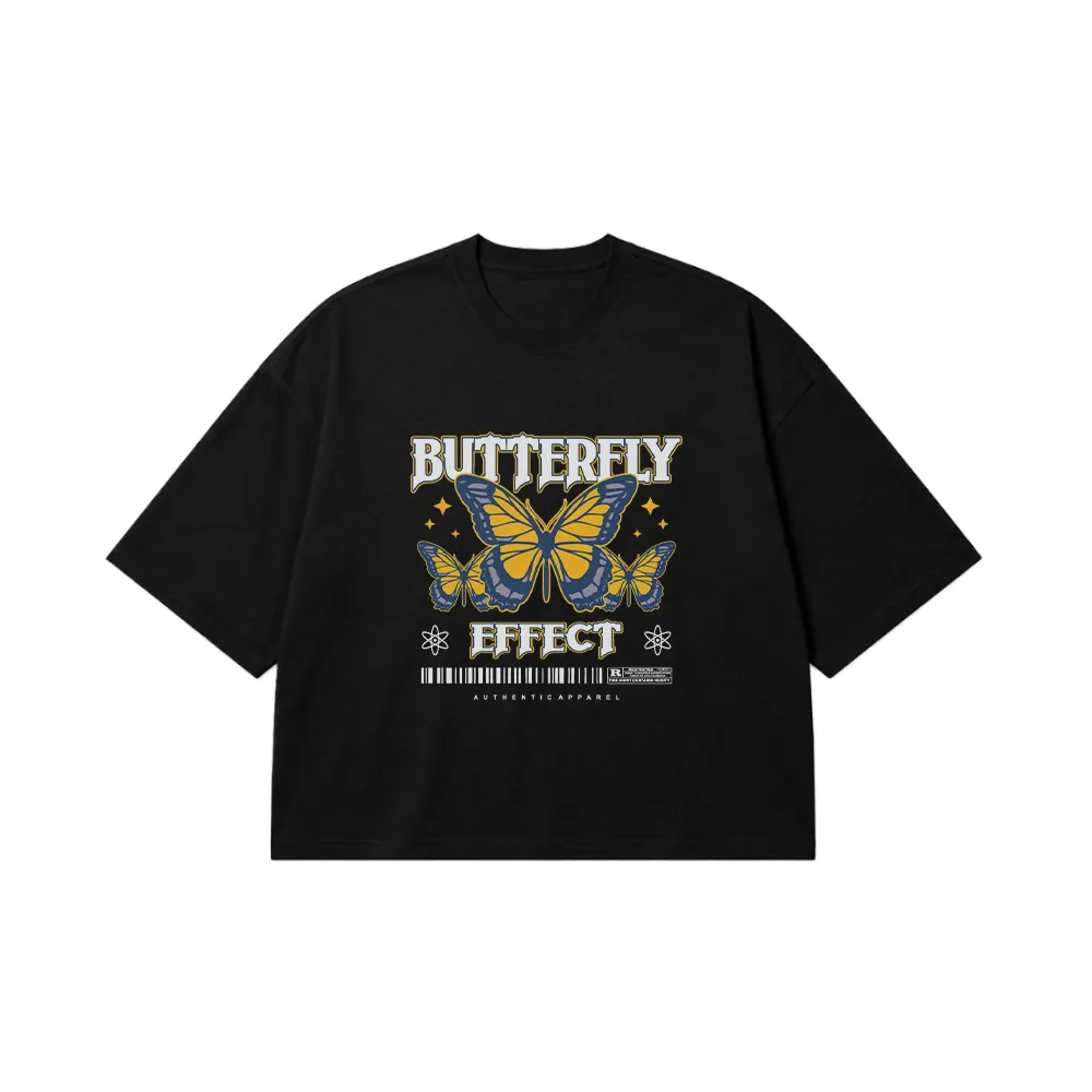 تیشرت باکسی پروانه طرح Butterfly Effect کد 13930