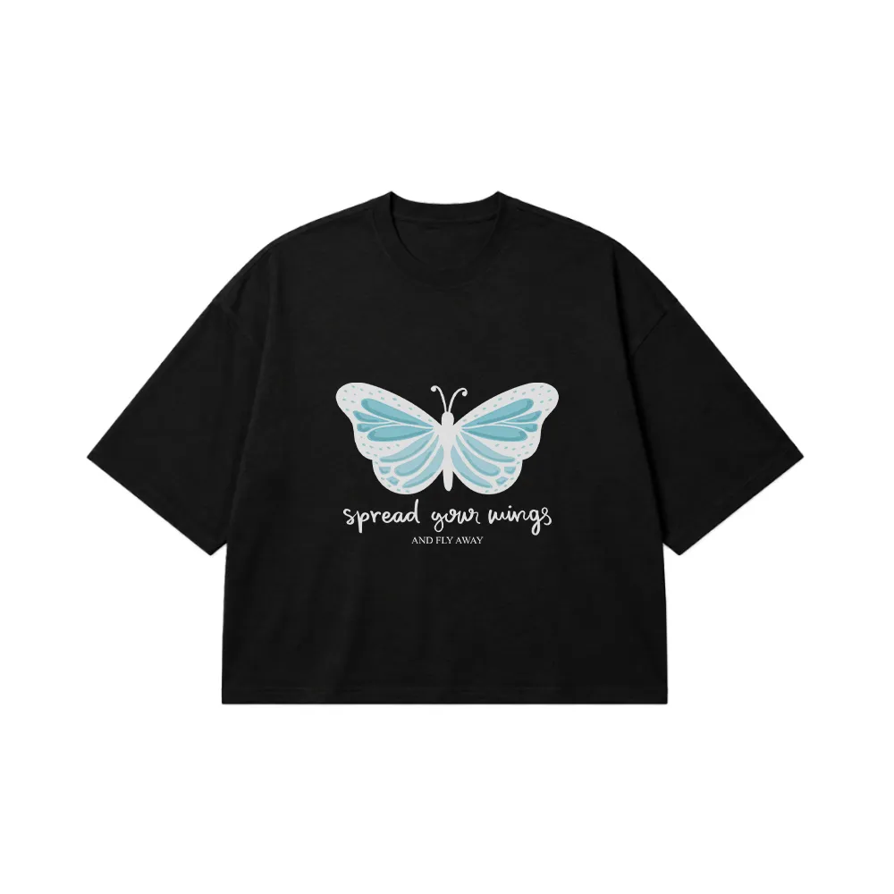تیشرت باکسی پروانه آبی طرح Spread Your Wings کد 13937