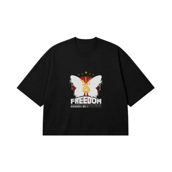 تیشرت باکسی پروانه طرح Freedom Crown کد 13960