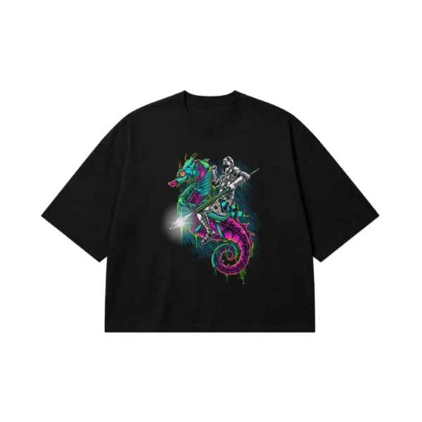 تیشرت باکسی اسب دریایی طرح فانتزی (Seahorse) کد 14000