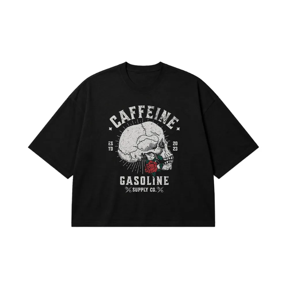 تیشرت باکسی جمجمه طرح Caffeine Gasoline Supply Co کد 14011