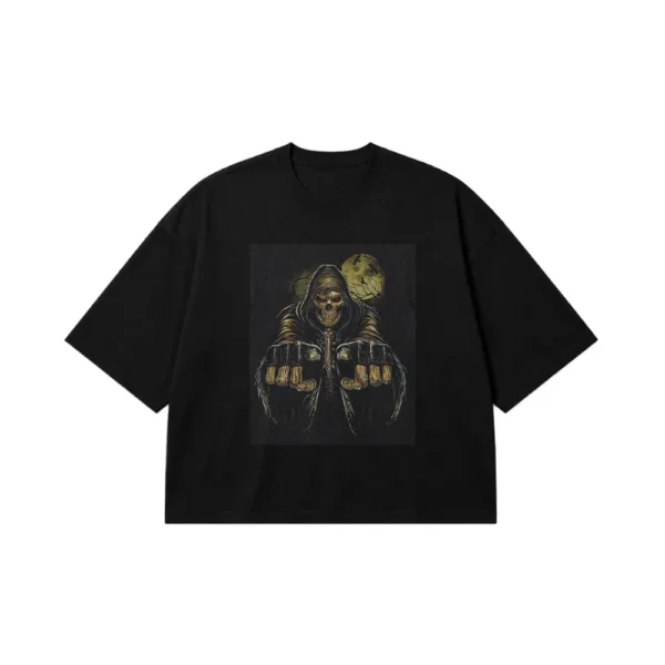 تیشرت باکسی جمجمه طرح شبح (Grim Reaper) کد 14016