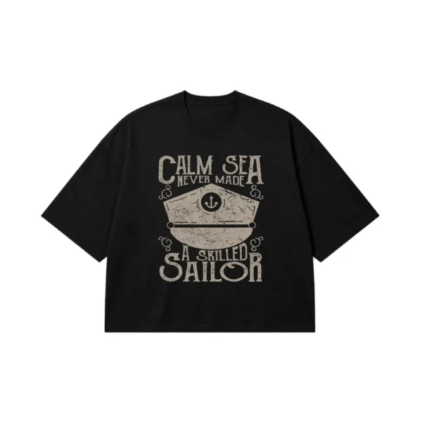 تیشرت باکسی لنگر طرح Calm Sea A Skilled Sailor کد 14024