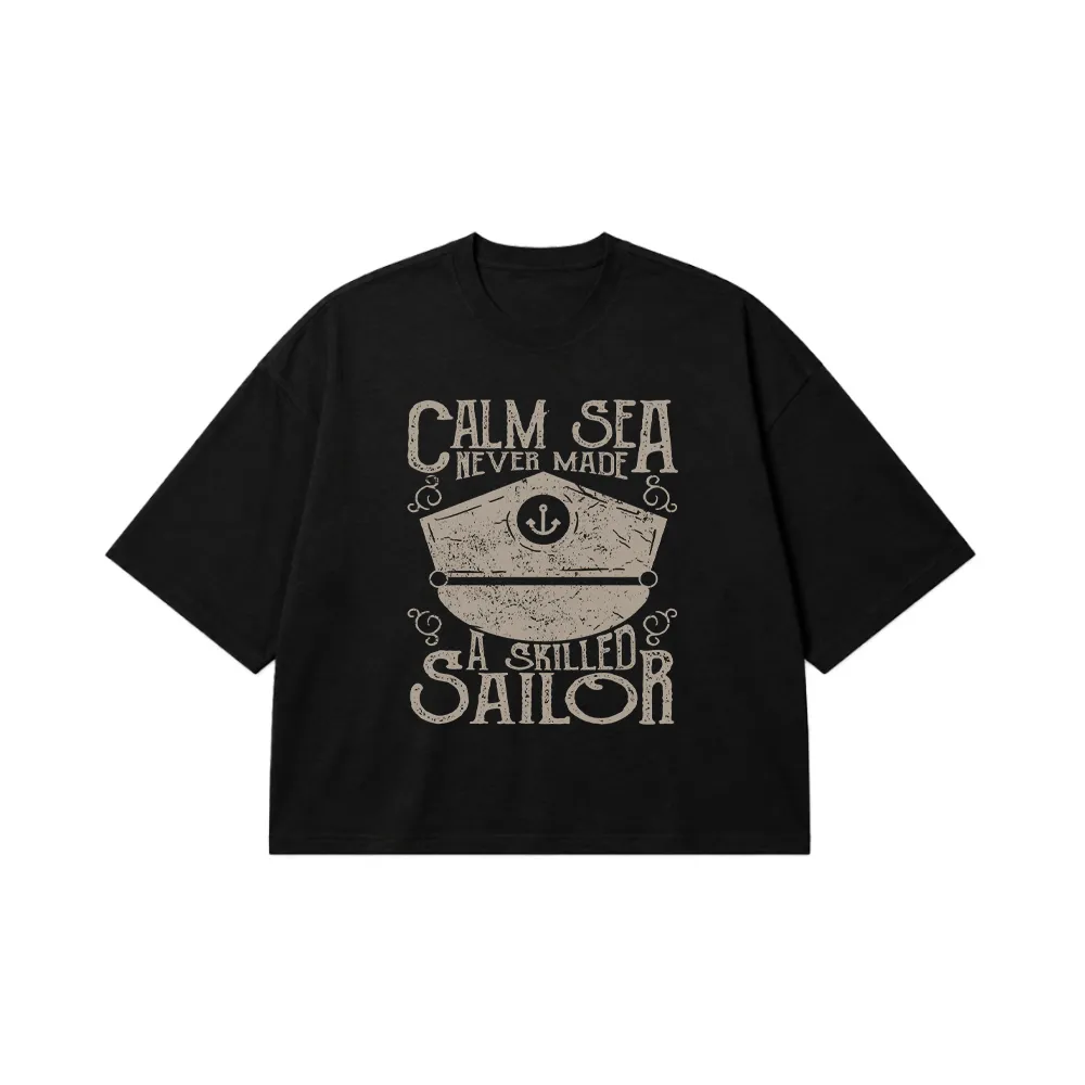 تیشرت باکسی لنگر طرح Calm Sea A Skilled Sailor کد 14024