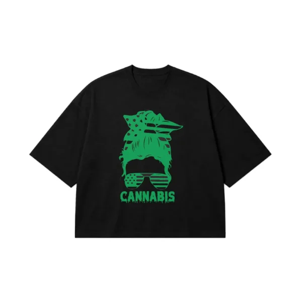 تیشرت باکسی طرح کلاه گاوچران Cannabis کد 14048