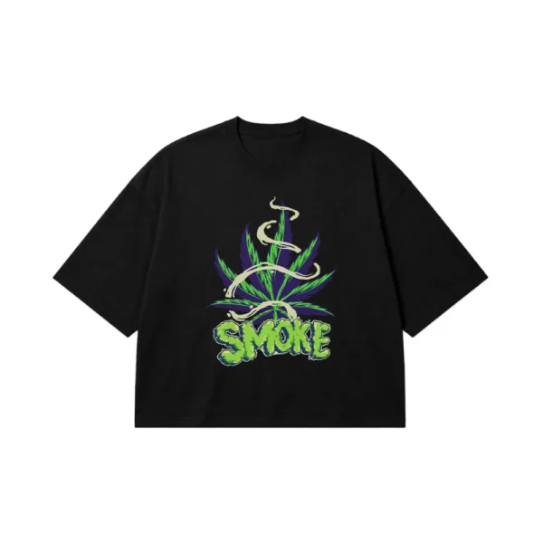 تیشرت باکسی برگ حشیش طرح Smoke کد 14119