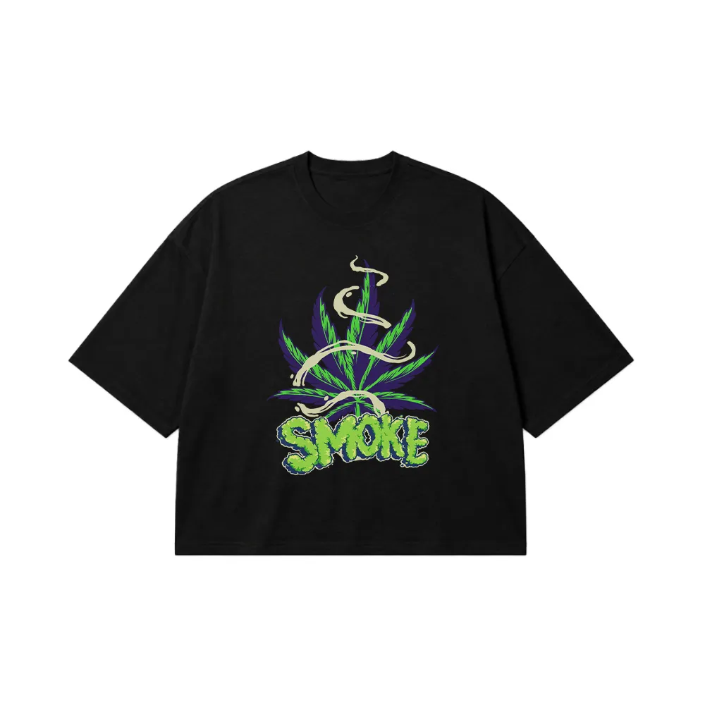 تیشرت باکسی برگ حشیش طرح Smoke کد 14119