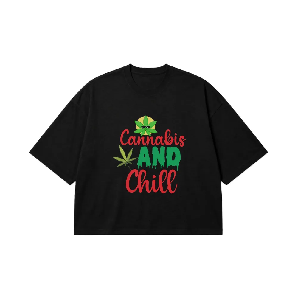 تیشرت باکسی طرح Cannabis And Chill کد 14130