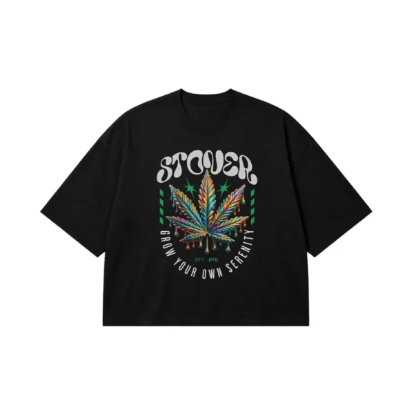 تیشرت باکسی طرح برگ کانابیس Stoner کد 14136
