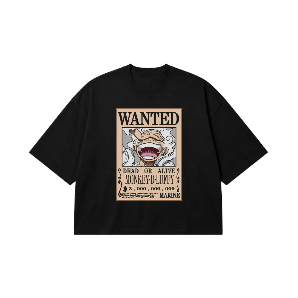 تیشرت باکسی انیمه وان پیس طرح پوستر تحت تعقیب لوفی (Wanted Luffy) کد 14199