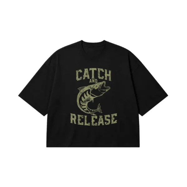 تیشرت باکسی ماهیگیری طرح Catch and Release کد 14222